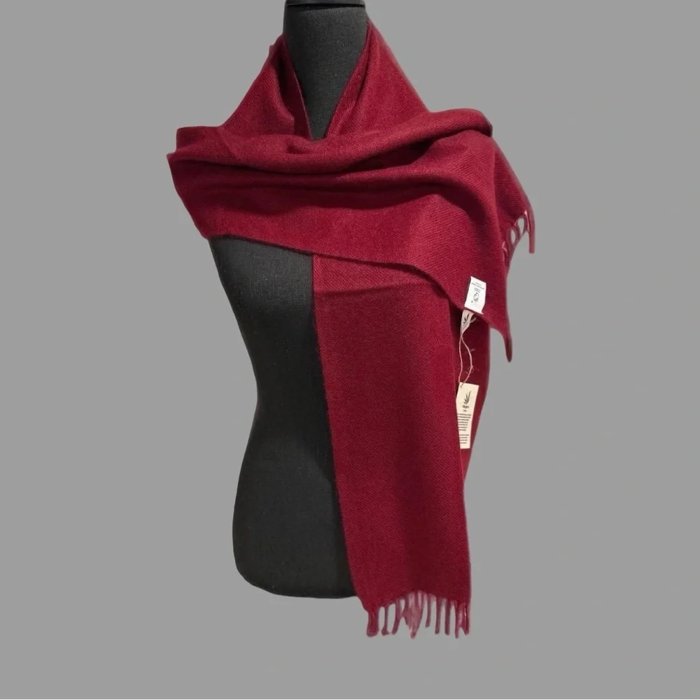 NWT Chyangra Pashmina 100% Pure 4-Ply Cashmere Scarf Handmade Nepal COA-WINE RED